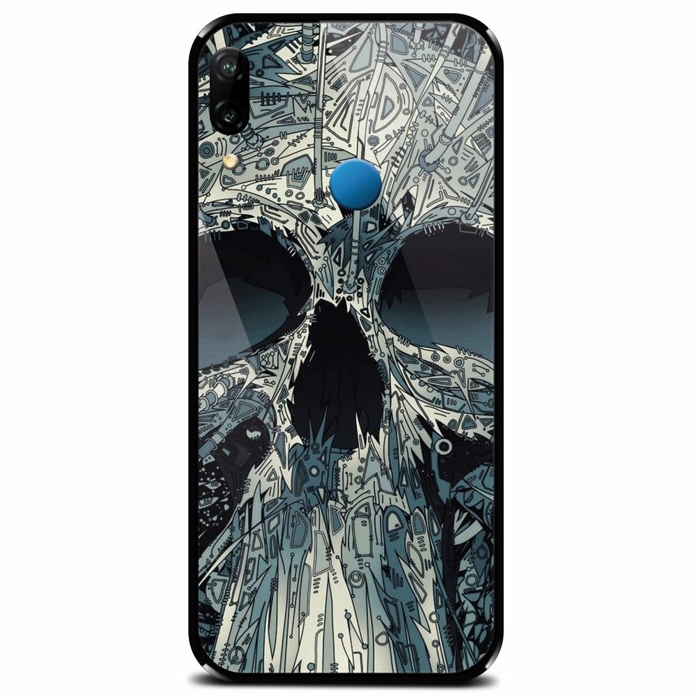 Husa din sticla securizata pentru Huawei P20 Lite, Abstract Skull Artwork Illustration