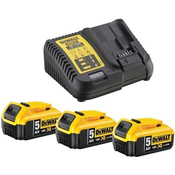 Pachet 3 acumulatori 5.0 Ah si incarcator DeWalt XR Li-Ion 18V DCB115P3-QW Pachet 3 acumulatori 5.0 Ah si incarcator DeWalt XR Li-Ion 18V DCB115P3-QW