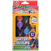 Acuarele ColourKids semi-uscate 18 culori/set 28 mm ColourKids cu pensula