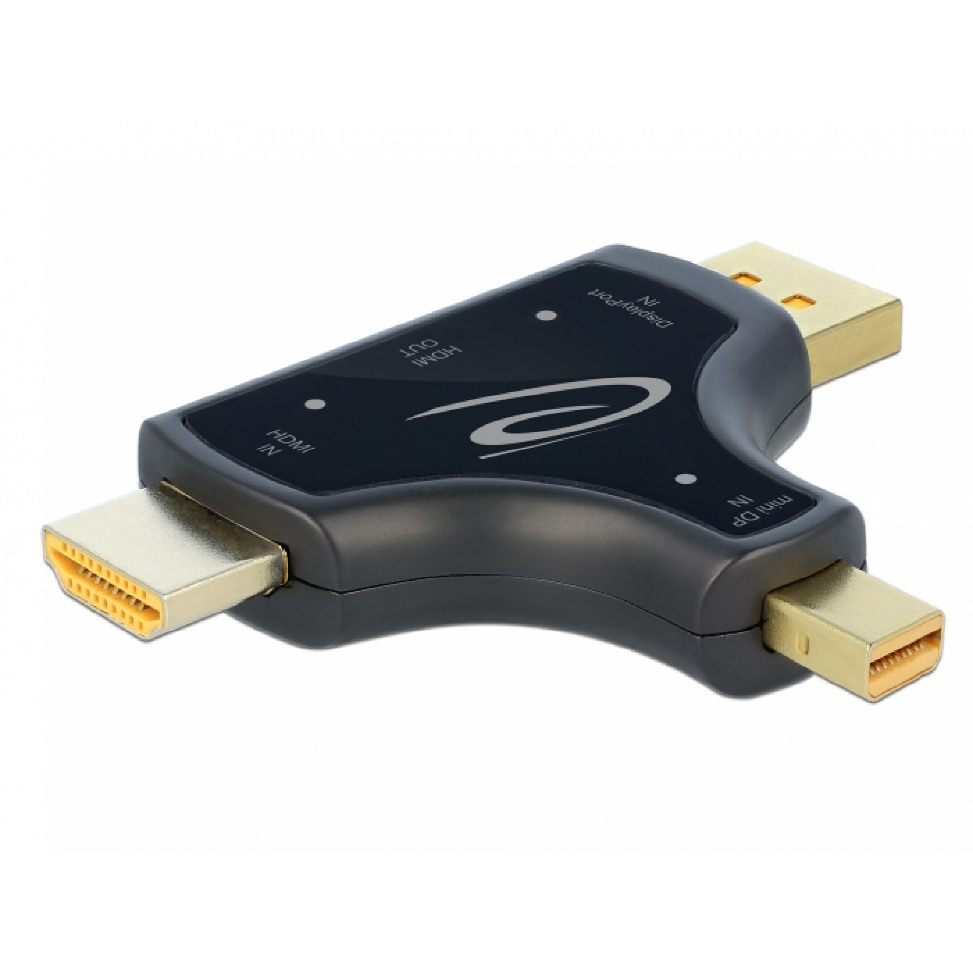 Adaptor 3 in 1 HDMI / DisplayPort / mini DisplayPort in la HDMI 4K 60Hz T-M Negru, Delock 64059