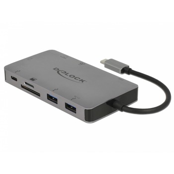 Docking Station USB-C la HDMI 4K / VGA / USB 3.1 / SD / LAN / PD 3.0, Delock 87735 Docking Station USB-C la HDMI 4K / VGA / USB 3.1 / SD / LAN / PD 3.0, Delock 87735