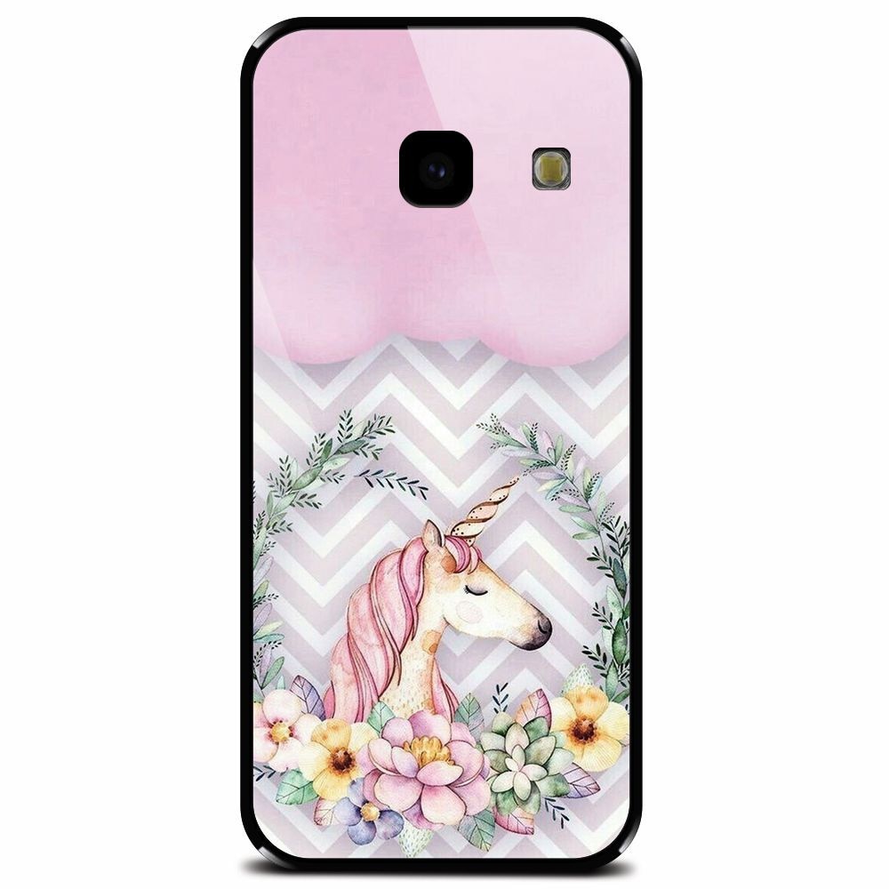Husa din sticla securizata pentru Samsung Galaxy J4 Plus, Aesthetic Unicorn