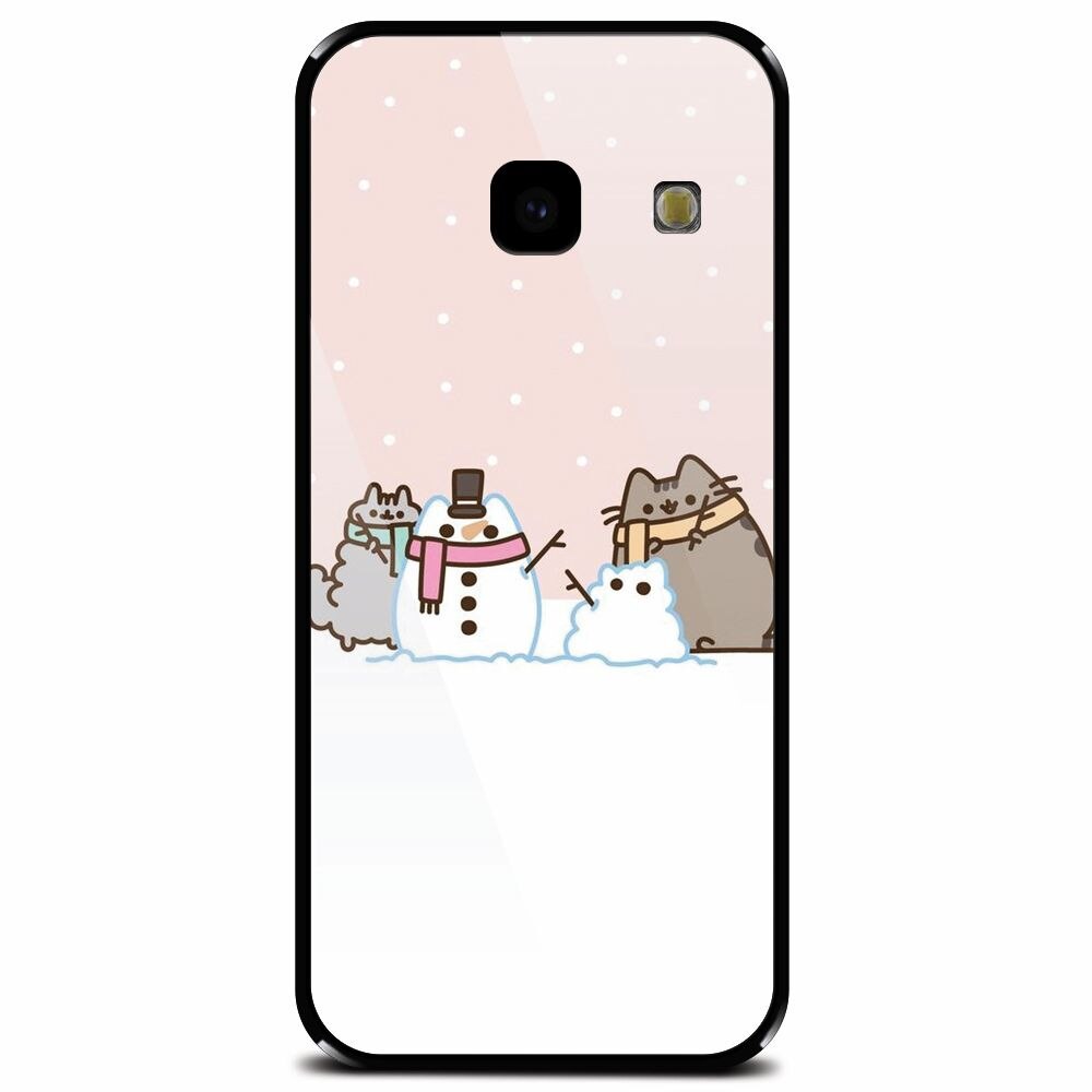 Husa din sticla securizata pentru Samsung Galaxy J4 Plus, Cat And Snowman
