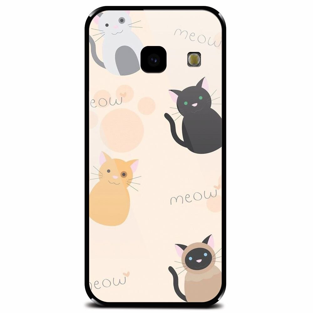 Husa din sticla securizata pentru Samsung Galaxy J4 Plus, Meow