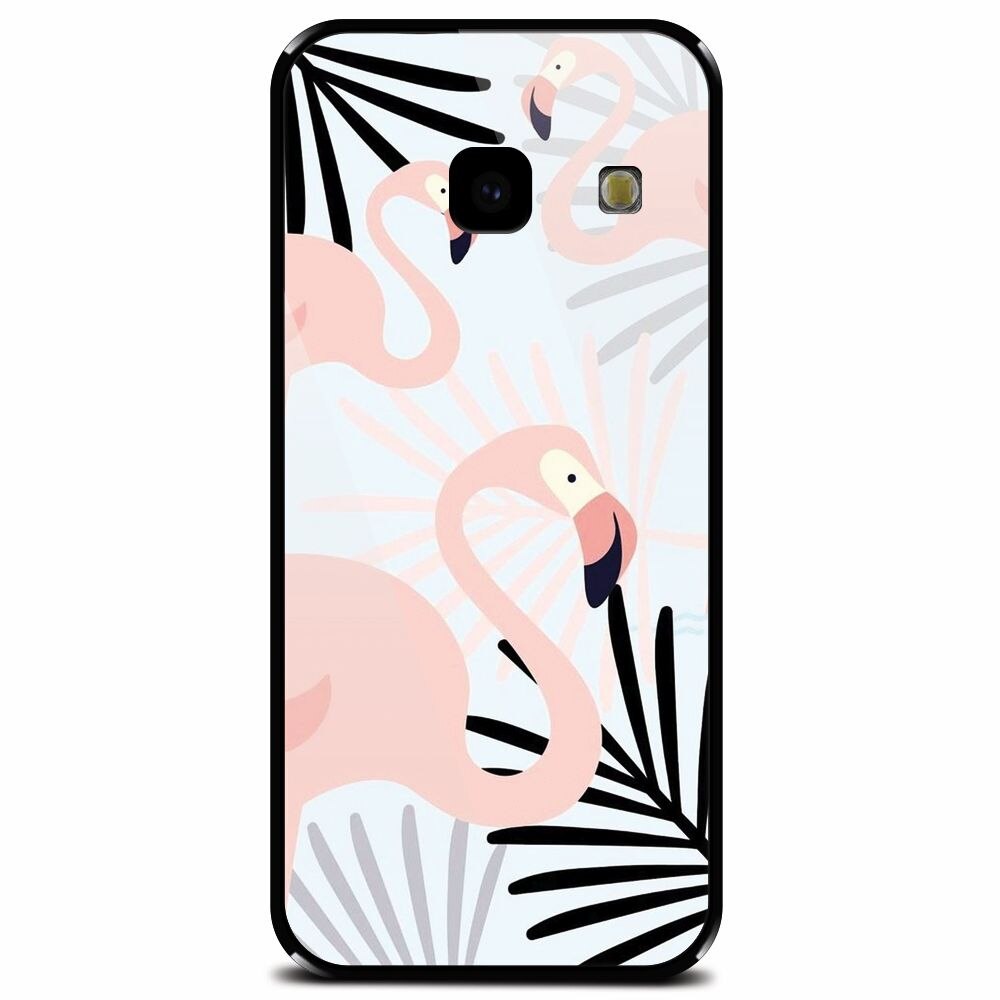 Husa din sticla securizata pentru Samsung Galaxy J4 Plus, Flamingo