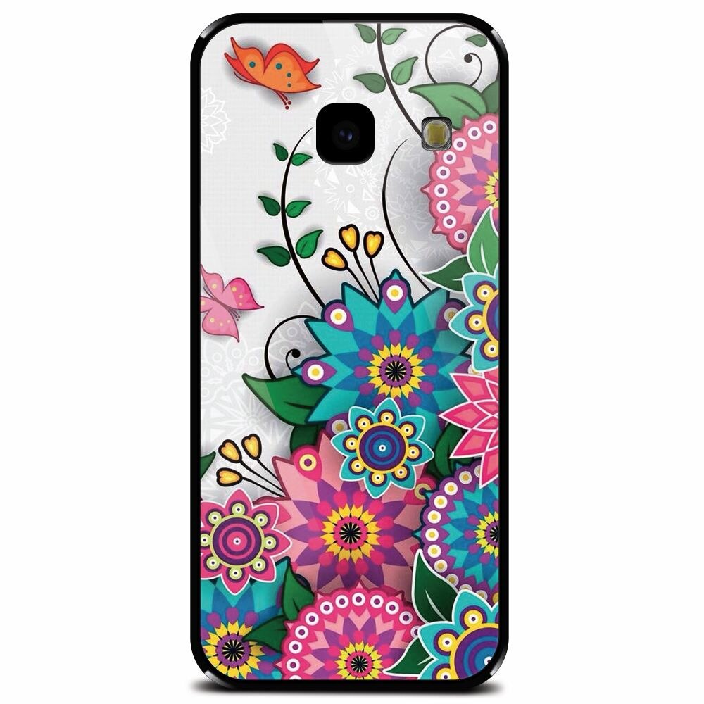 Husa din sticla securizata pentru Samsung Galaxy J4 Plus, Mandala Flowers