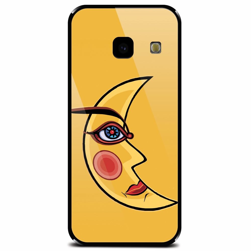 Husa din sticla securizata pentru Samsung Galaxy J4 Plus, Yellow Moon