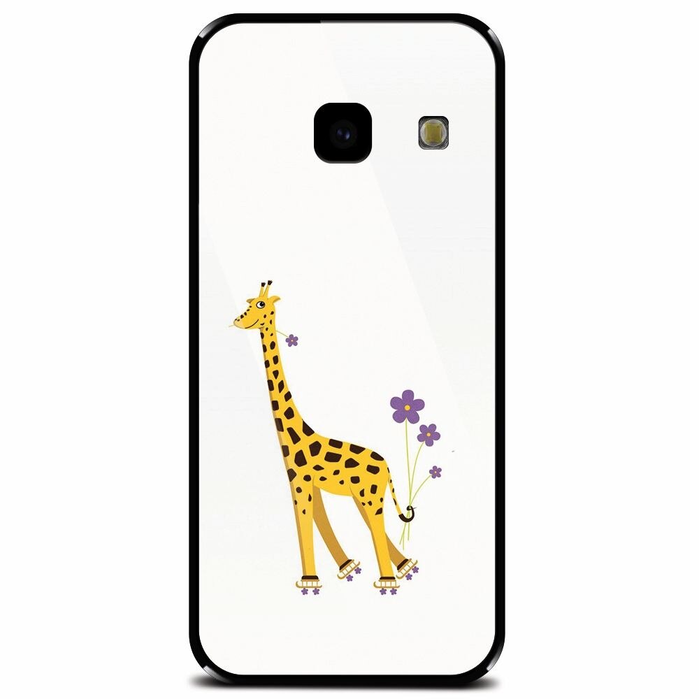 Husa din sticla securizata pentru Samsung Galaxy J4 Plus, Rollerskating Girafe Illustration