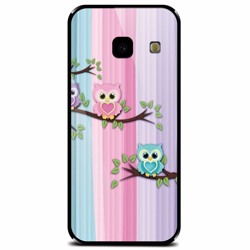 Husa din sticla securizata pentru Samsung Galaxy J4 Plus, Cute Owl