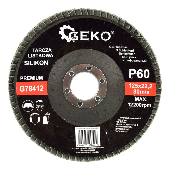 Disc abraziv "SILIKON" 125mm, P60 GEKO PREMIUM G78412