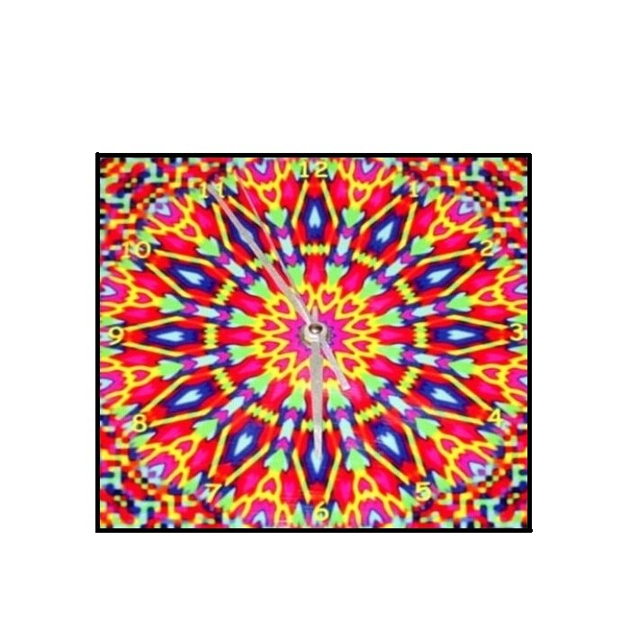 Ceas personalizat cu mandala, LiLA, model 01, multicolor, placa ceramica