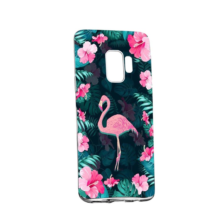 Flamingo Floral Samsung Galaxy S9 Устойчив на износване противоплъзгащ първокласен силиконов защитен калъф 247
