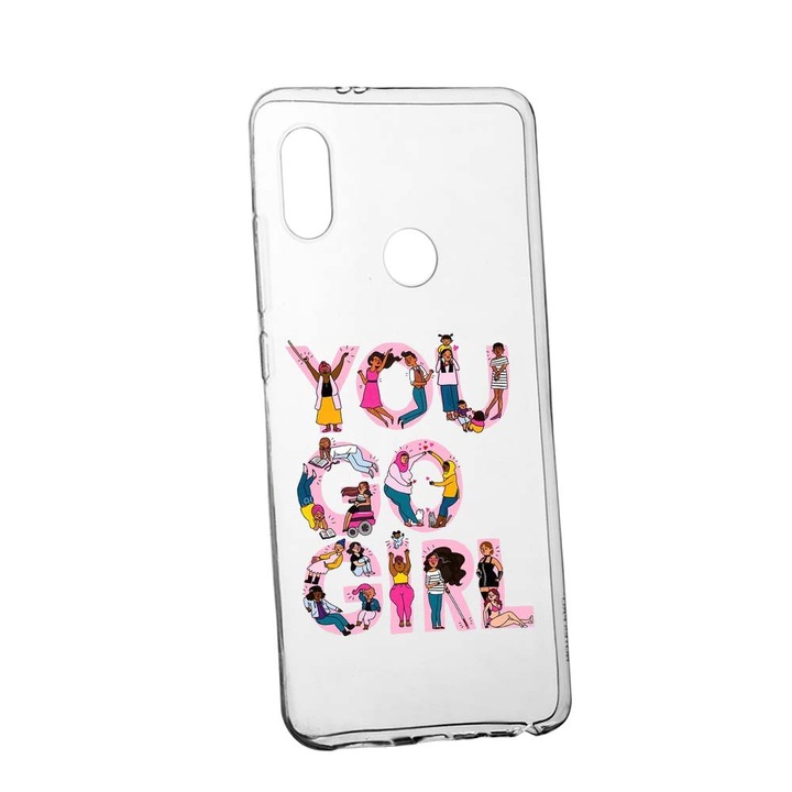Girl Power védőtok Huawei Y7 2019 készülékhez, kopásálló, csúszásgátló, prémium szilikon, 250