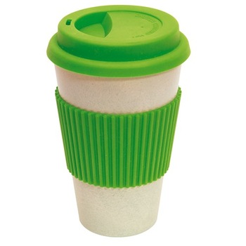 Cana cafea Eco Cup, alb/verde, 400 ml, Ø9 x 14,4 cm, manson detasabil Cana cafea Eco Cup, alb/verde, 400 ml, Ø9 x 14,4 cm, manson detasabil