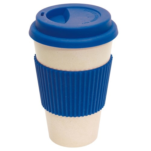 Cana cafea Eco Cup, alb/albastru, 400 ml, Ø9 x 14,4 cm, manson detasabil
