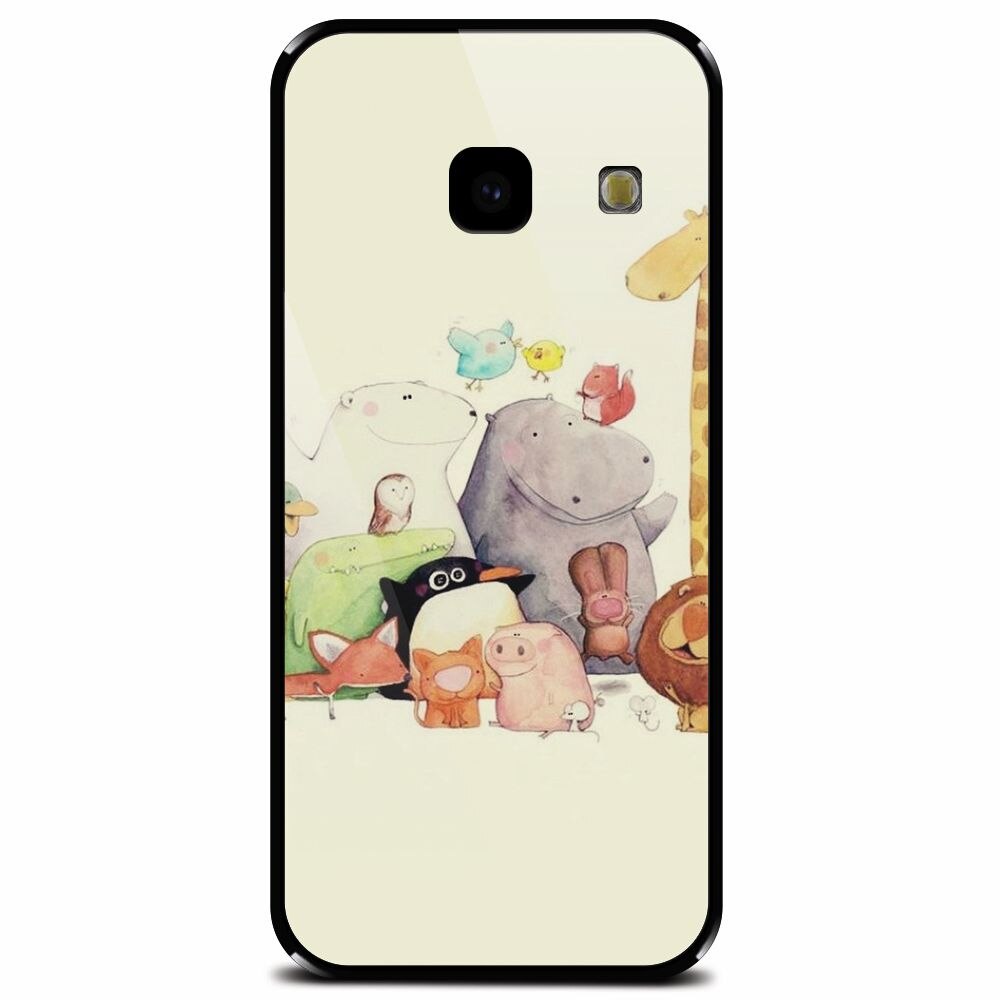 Husa din sticla securizata pentru Samsung Galaxy J4 Plus, Cute Cartoon Animals