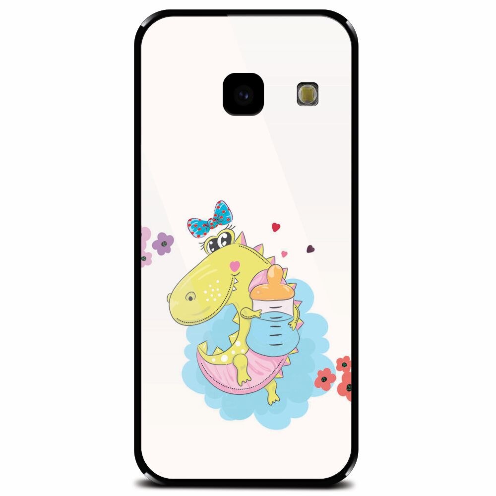Husa din sticla securizata pentru Samsung Galaxy J4 Plus, Bebe Crocodil