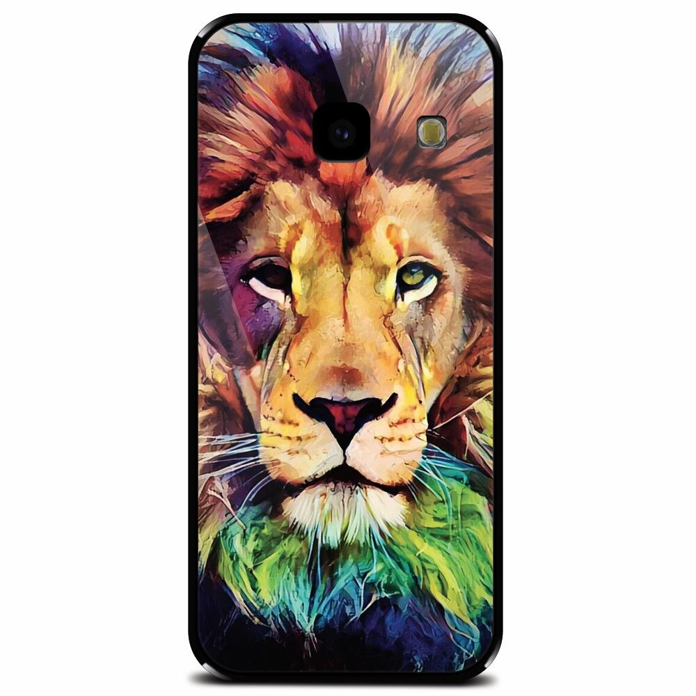 Husa din sticla securizata pentru Samsung Galaxy J4 Plus, Colorfull Lion