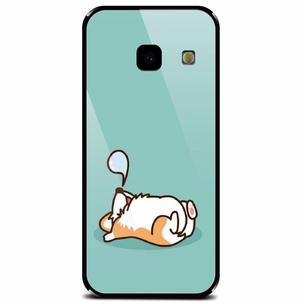 Husa din sticla securizata pentru Samsung Galaxy J4 Plus, Cute Corgi