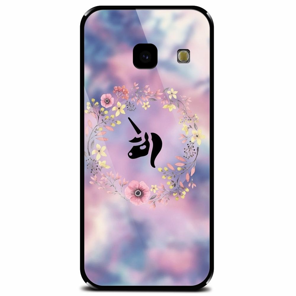 Husa din sticla securizata pentru Samsung Galaxy J4 Plus, Unicorn Icon