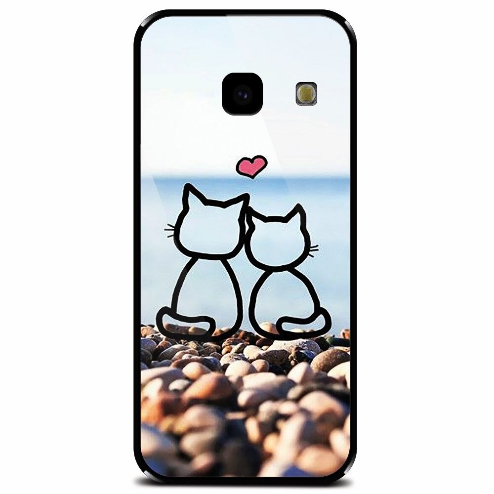 Husa din sticla securizata pentru Samsung Galaxy J4 Plus, In Love Cats