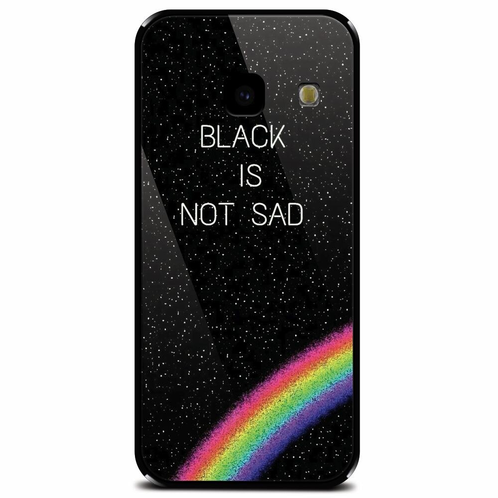 Husa din sticla securizata pentru Samsung Galaxy J4 Plus, Black Is Not Sad