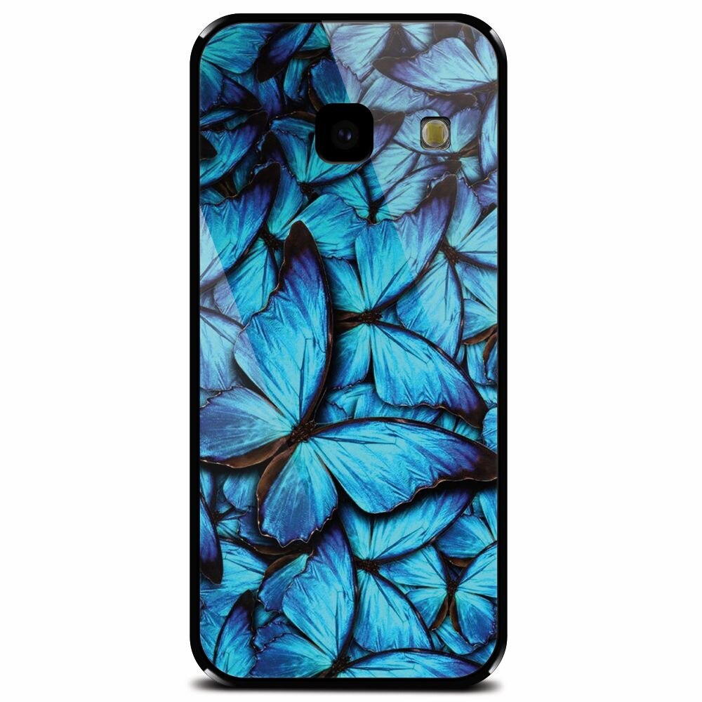 Husa din sticla securizata pentru Samsung Galaxy J4 Plus, Blue Butterfly 101