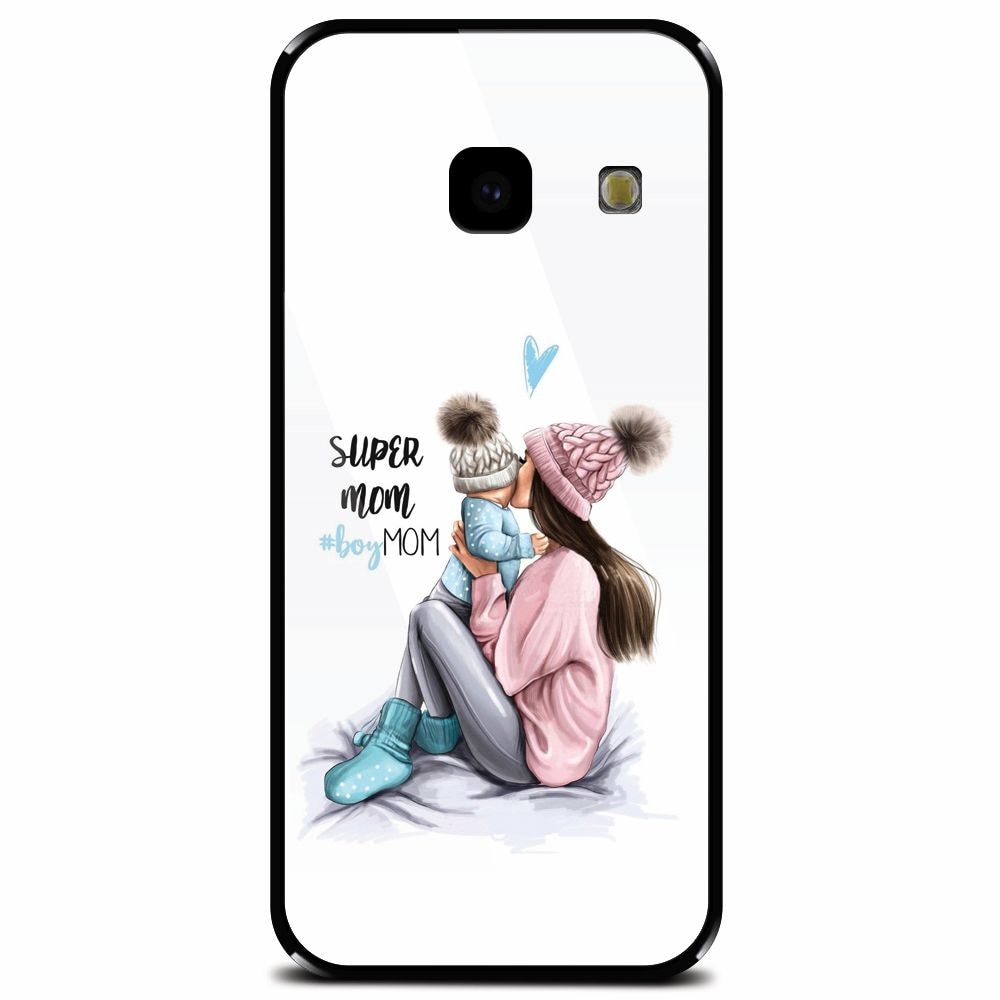 Husa din sticla securizata pentru Samsung Galaxy J4 Plus, Super Mom With Boy