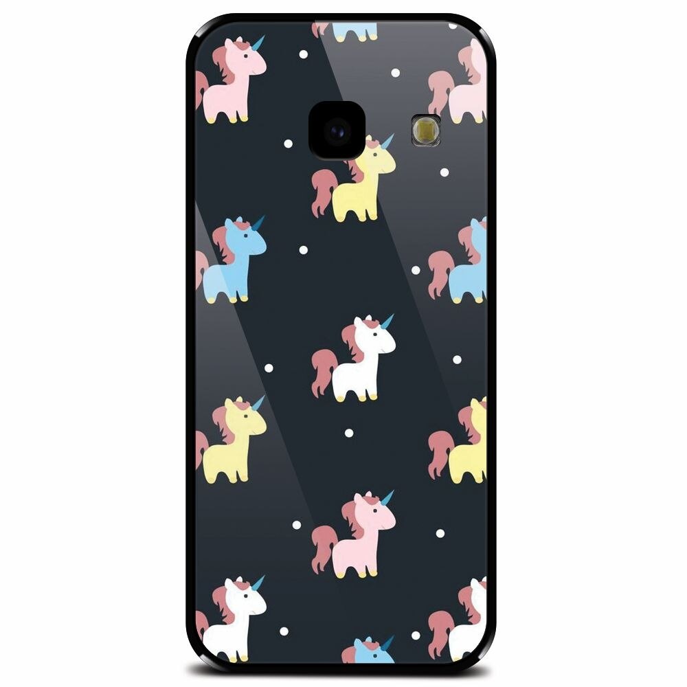 Husa din sticla securizata pentru Samsung Galaxy J4 Plus, Unicorns