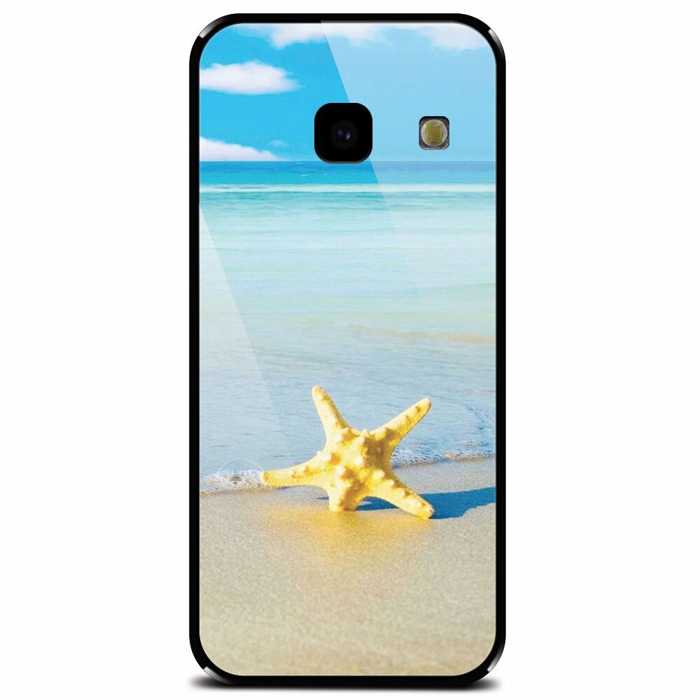 Husa din sticla securizata pentru Samsung Galaxy J4 Plus, Starfish Beach