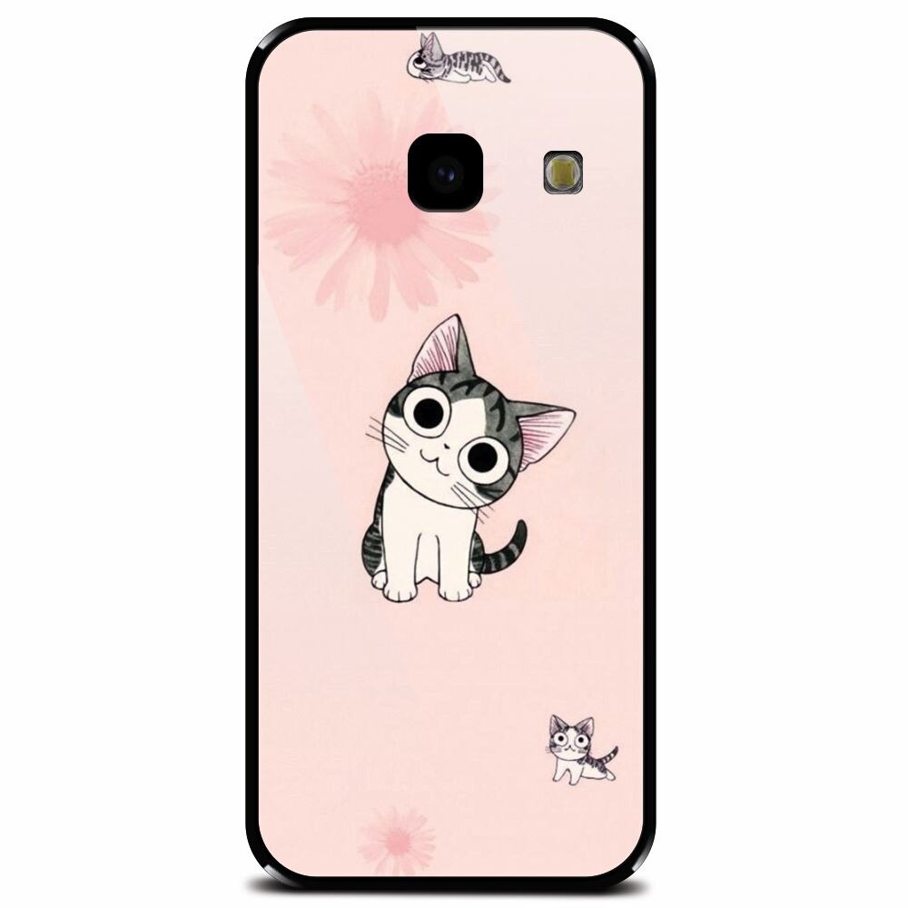 Husa din sticla securizata pentru Samsung Galaxy J4 Plus, Cute Cat 101