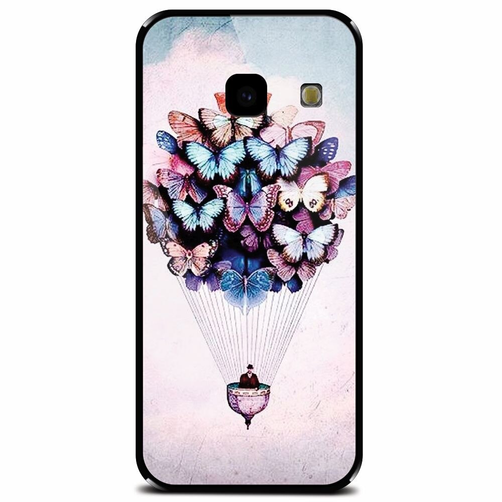 Husa din sticla securizata pentru Samsung Galaxy J4 Plus, Butterfly Baloon
