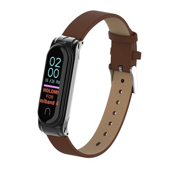 Curea din piele ecologica pentru bratara fitness Xiaomi Mi Band 3 / 4 , maro Curea din piele ecologica pentru bratara fitness Xiaomi Mi Band 3 / 4 , maro
