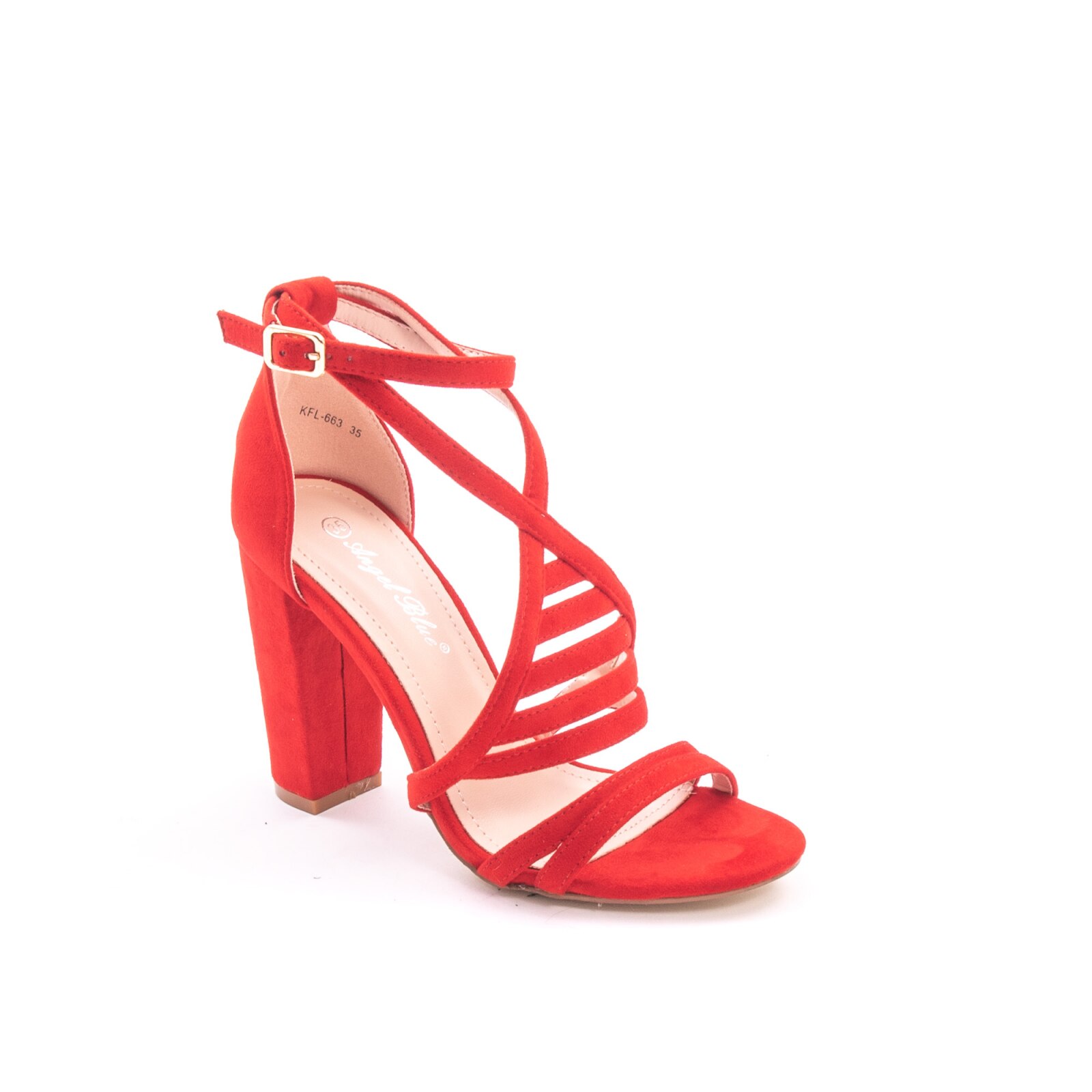 Sandale dama elegante piele ecologica Angel Blue 663, rosu 5570, Rosu