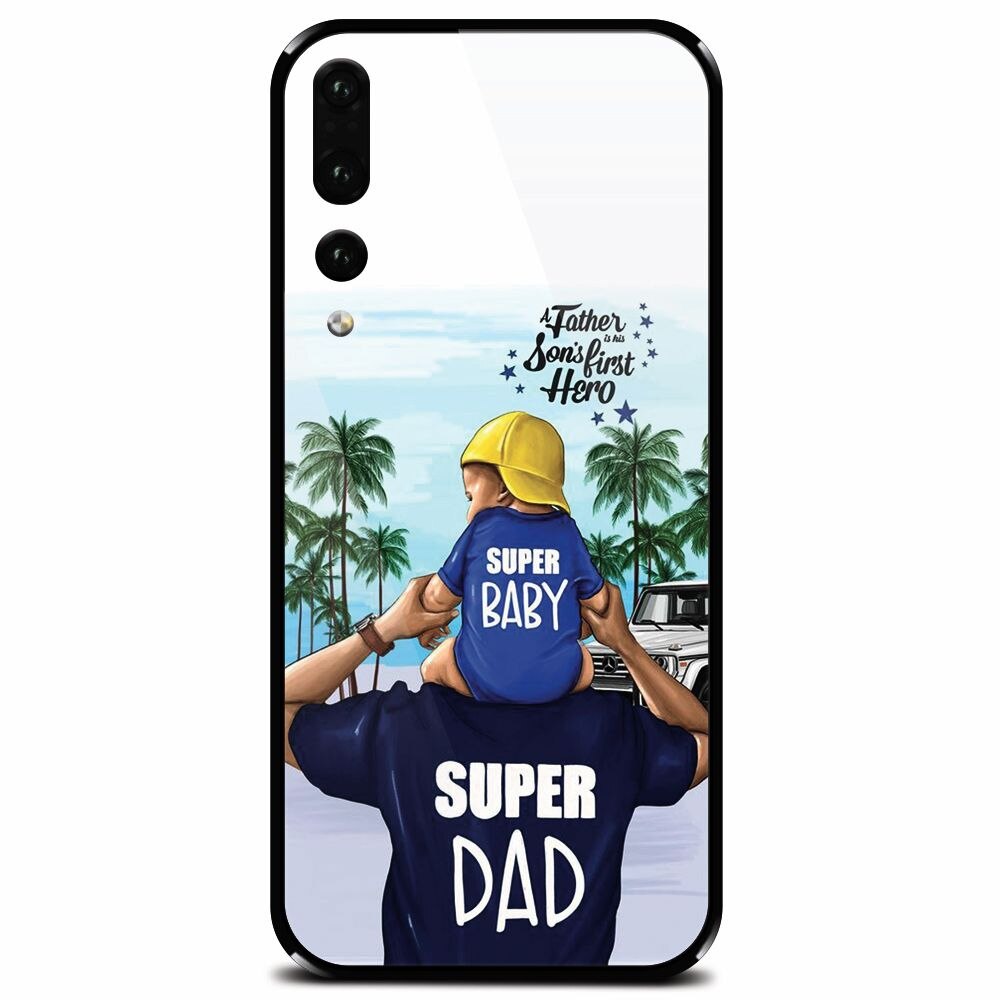 Husa din sticla securizata pentru Huawei P20 Pro, Super Dad