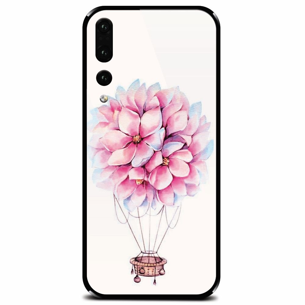 Husa din sticla securizata pentru Huawei P20 Pro, Flower Baloon