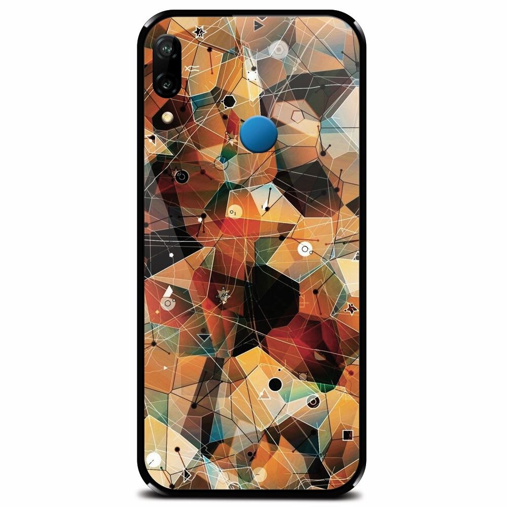 Husa din sticla securizata pentru Huawei P20 Lite, Abstract Triangles Connected Lines