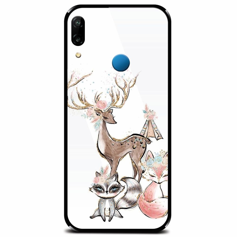 Husa din sticla securizata pentru Huawei P20 Lite, Foxs And Deer