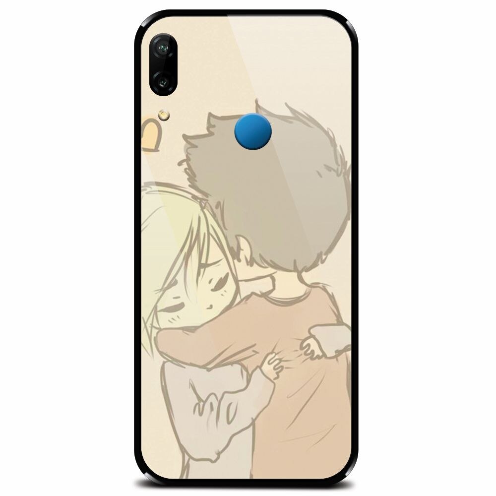 Husa din sticla securizata pentru Huawei P20 Lite, Couple Hug