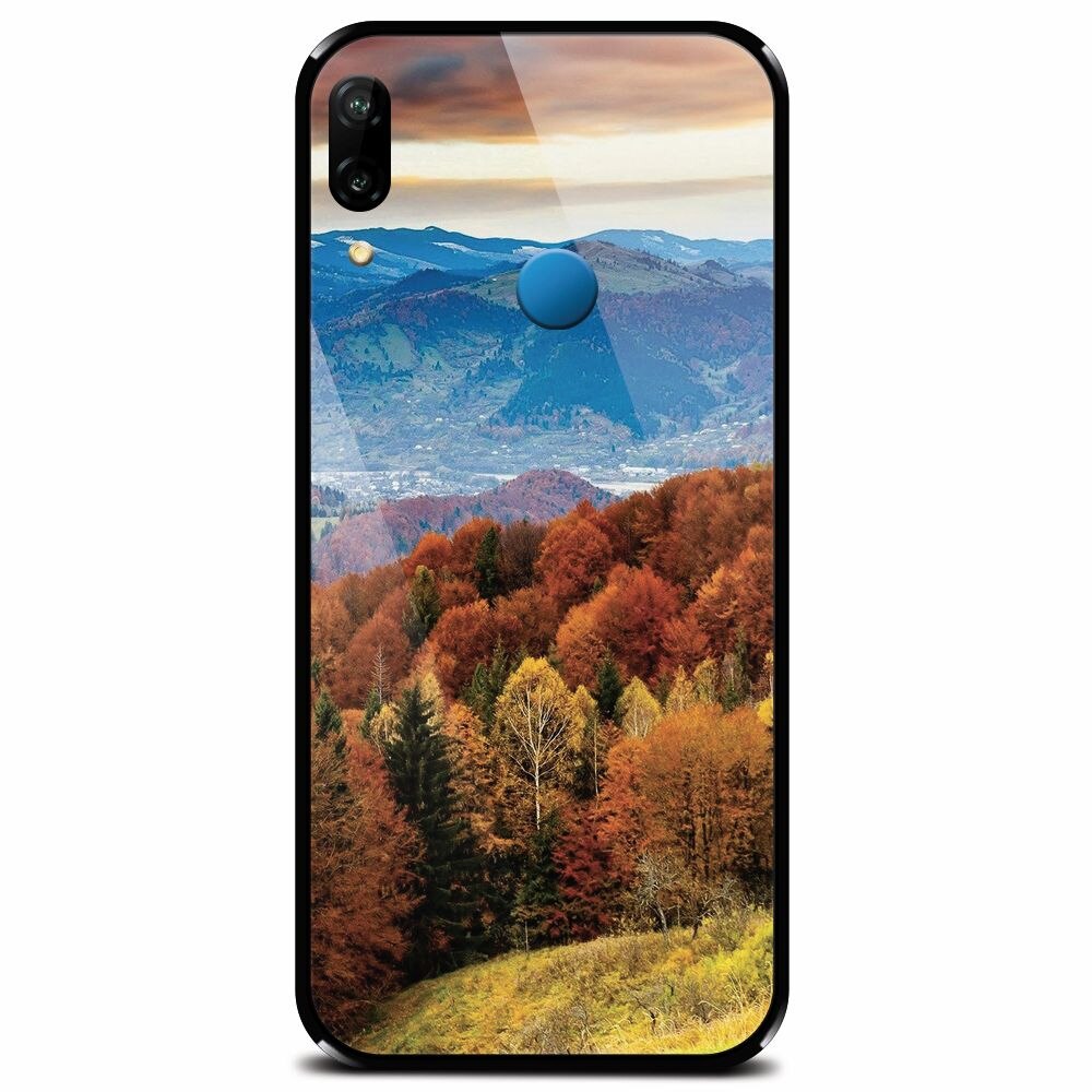 Husa din sticla securizata pentru Huawei P20 Lite, Autumn Mountain Fall Rusty Forest Colours