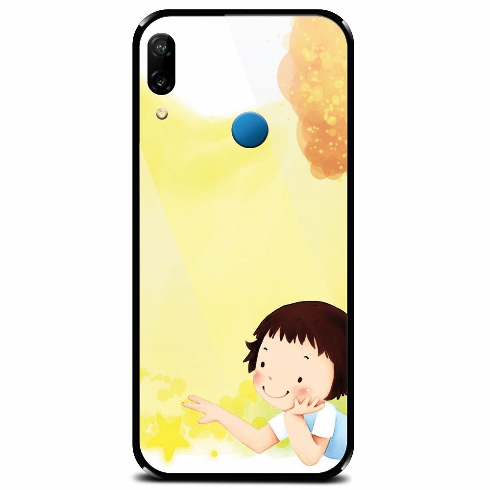 Husa din sticla securizata pentru Huawei P20 Lite, Child Autumn Paint Hd