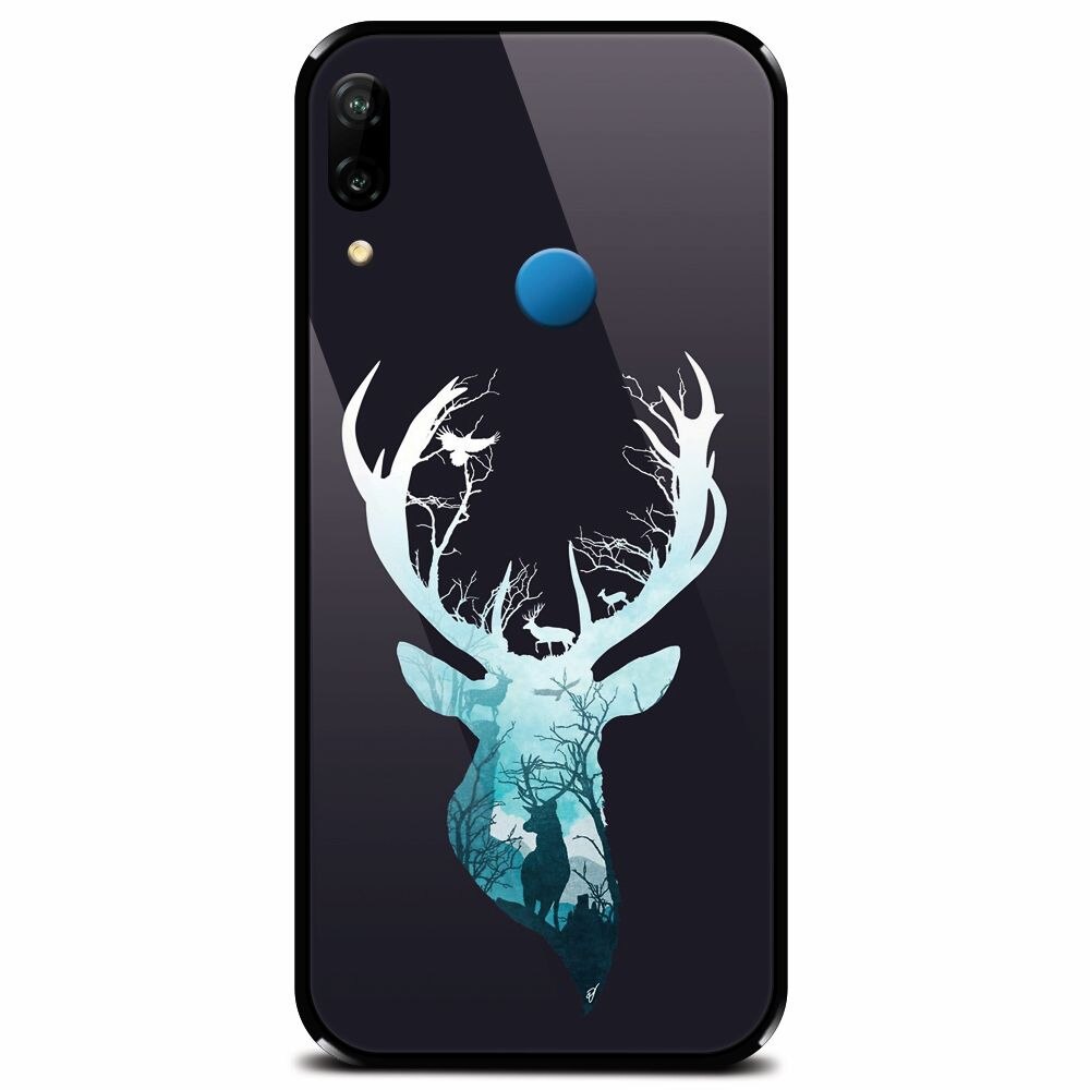 Husa din sticla securizata pentru Huawei P20 Lite, Cerb