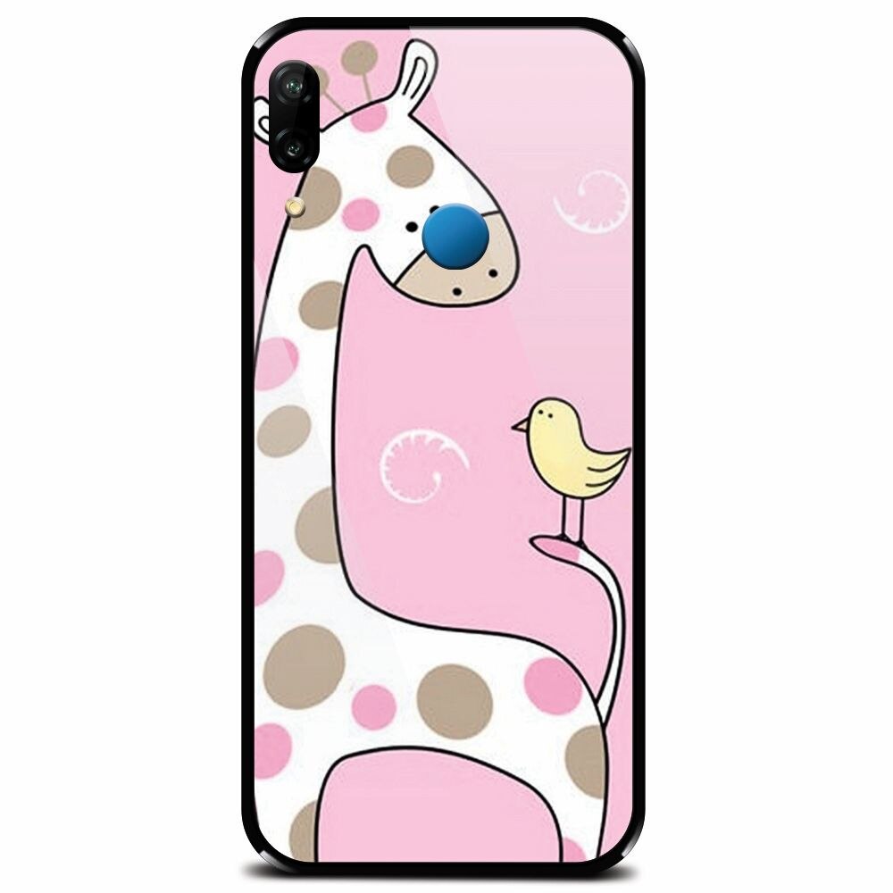 Husa din sticla securizata pentru Huawei P20 Lite, Cute Giraffe