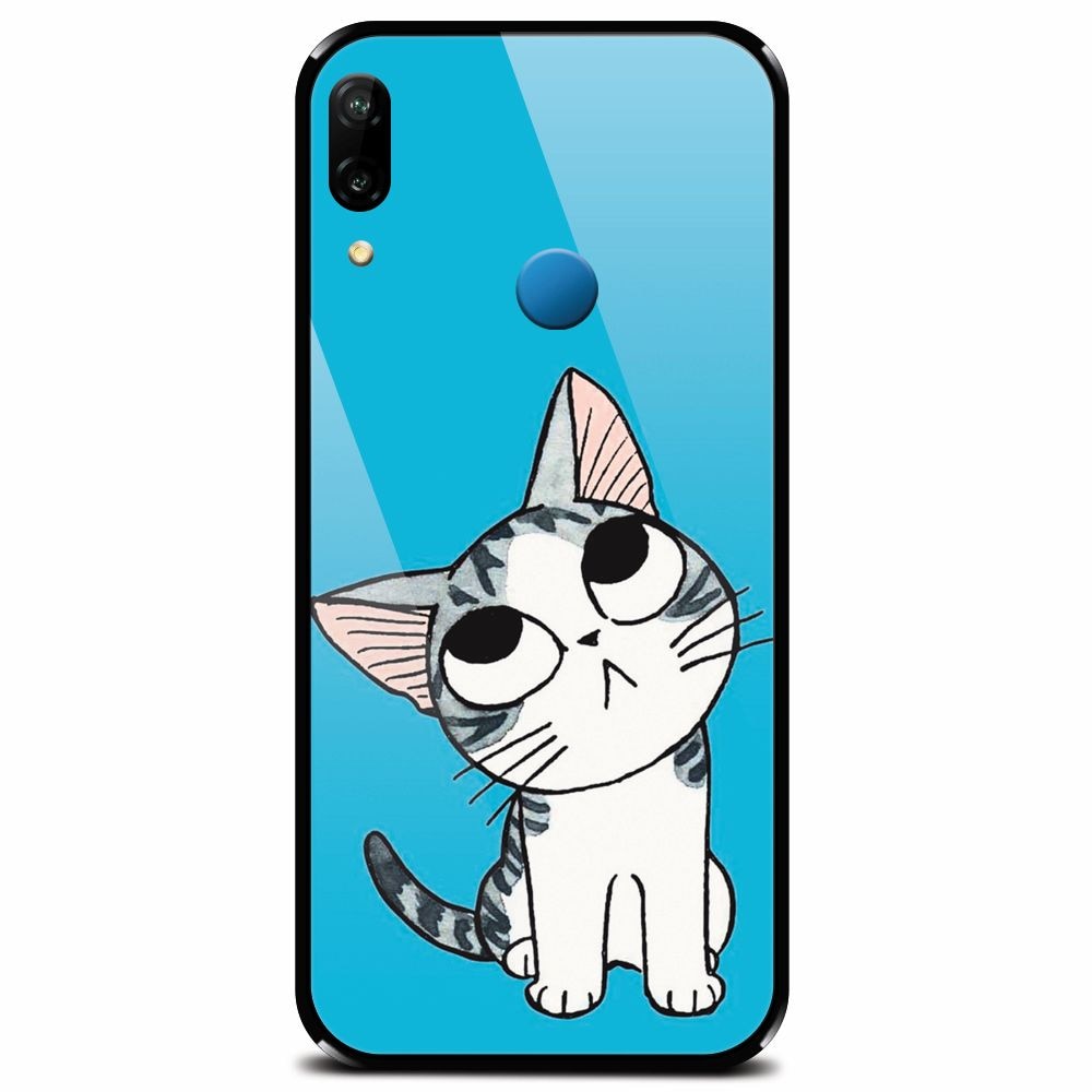 Husa din sticla securizata pentru Huawei P20 Lite, Cat Lovely Cartoon
