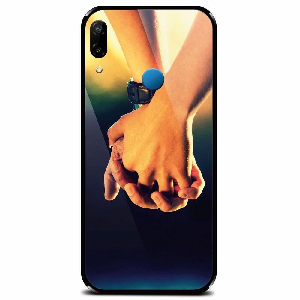 Husa din sticla securizata pentru Huawei P20 Lite, Couple Holding Hands