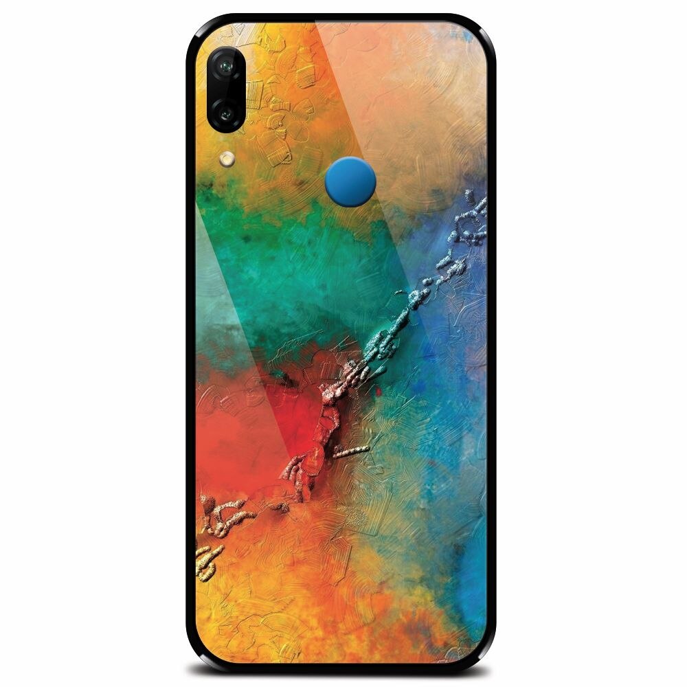 Husa din sticla securizata pentru Huawei P20 Lite, Colorful Wall Paint Texture