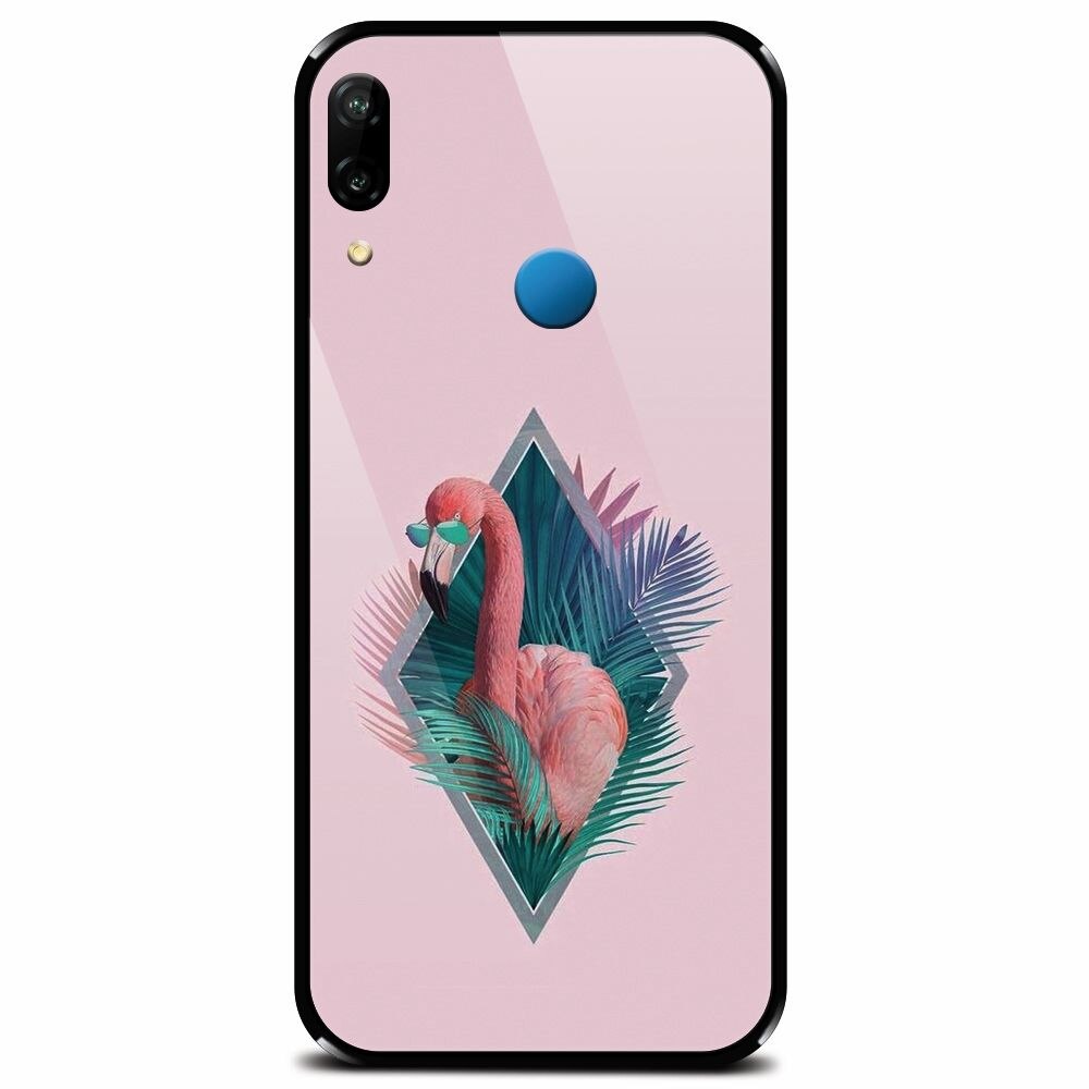 Husa din sticla securizata pentru Huawei P20 Lite, Flamingo With Sunglass