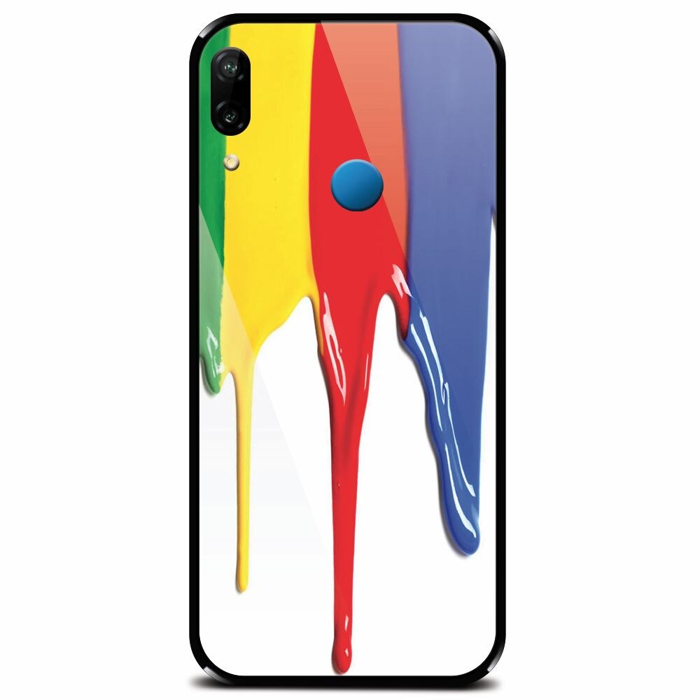 Husa din sticla securizata pentru Huawei P20 Lite, Dripping Colorful Paint