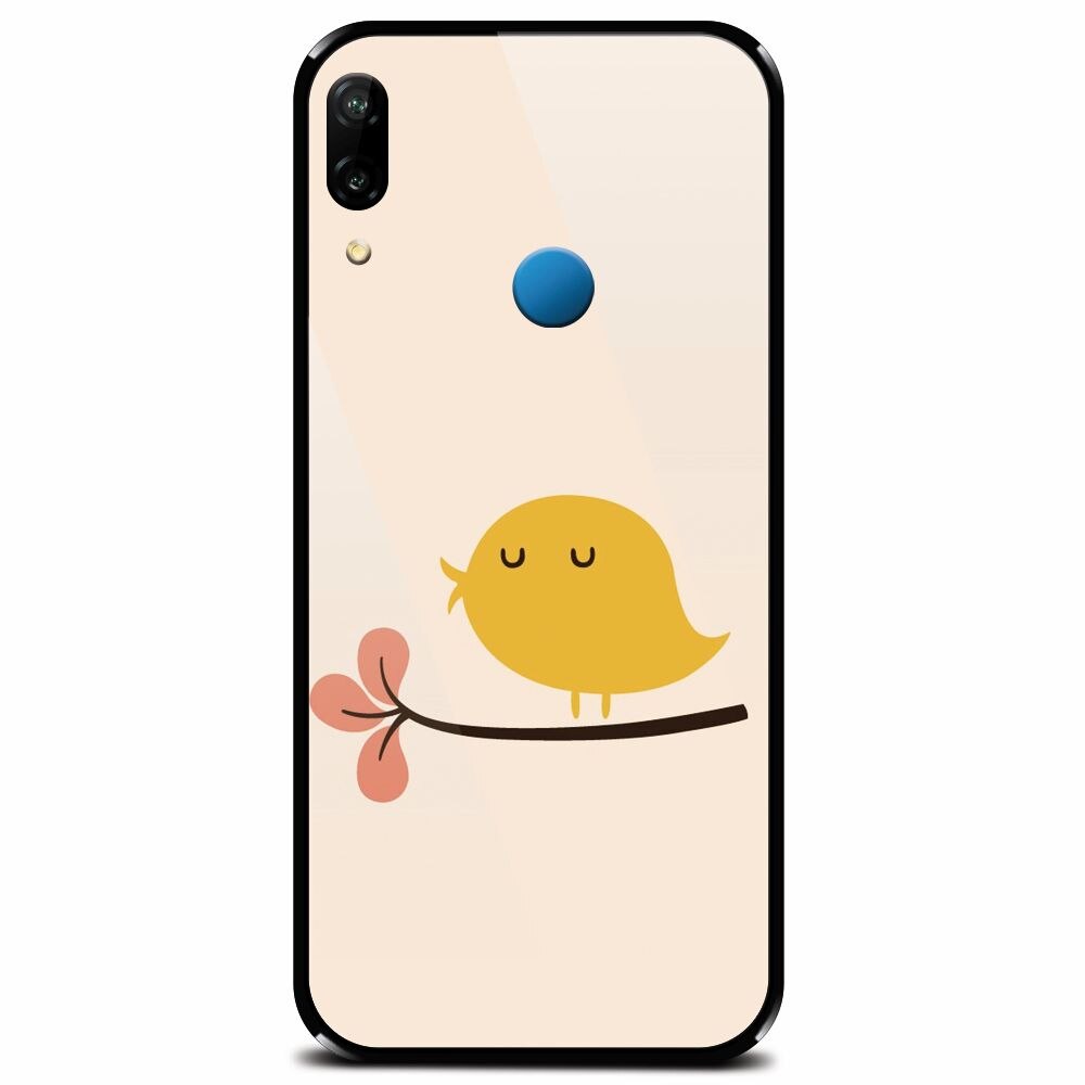 Husa din sticla securizata pentru Huawei P20 Lite, Flat Minimal Cute Bird Illustration