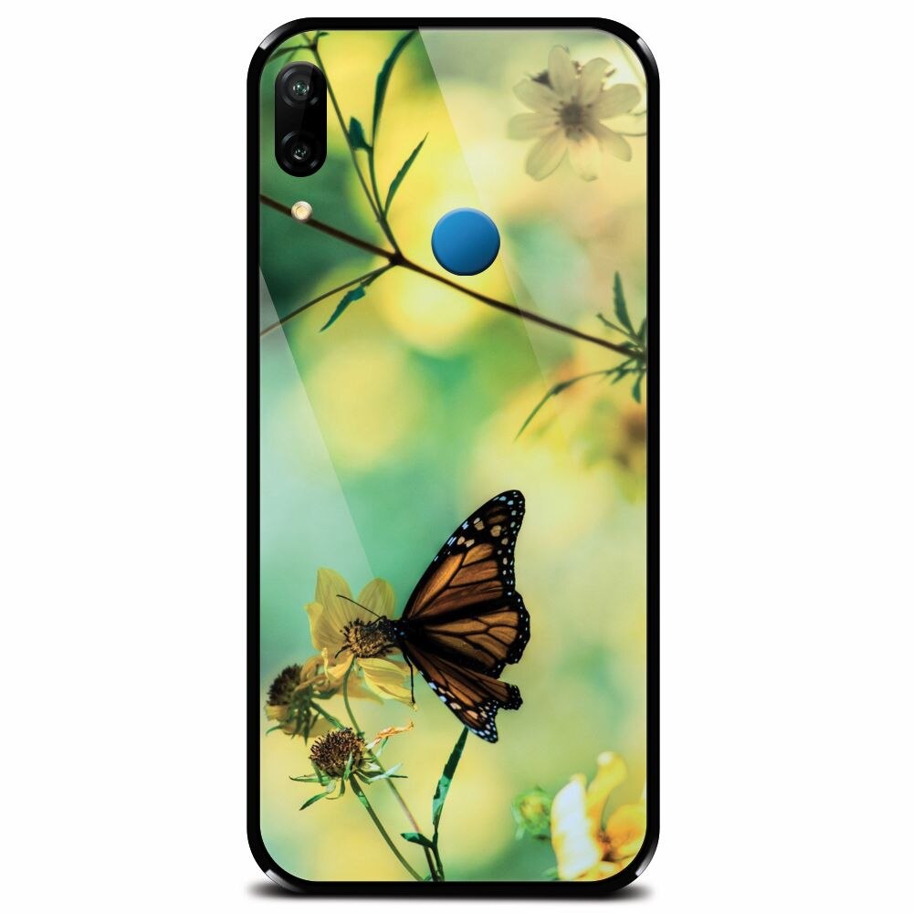 Husa din sticla securizata pentru Huawei P20 Lite, Butterfly